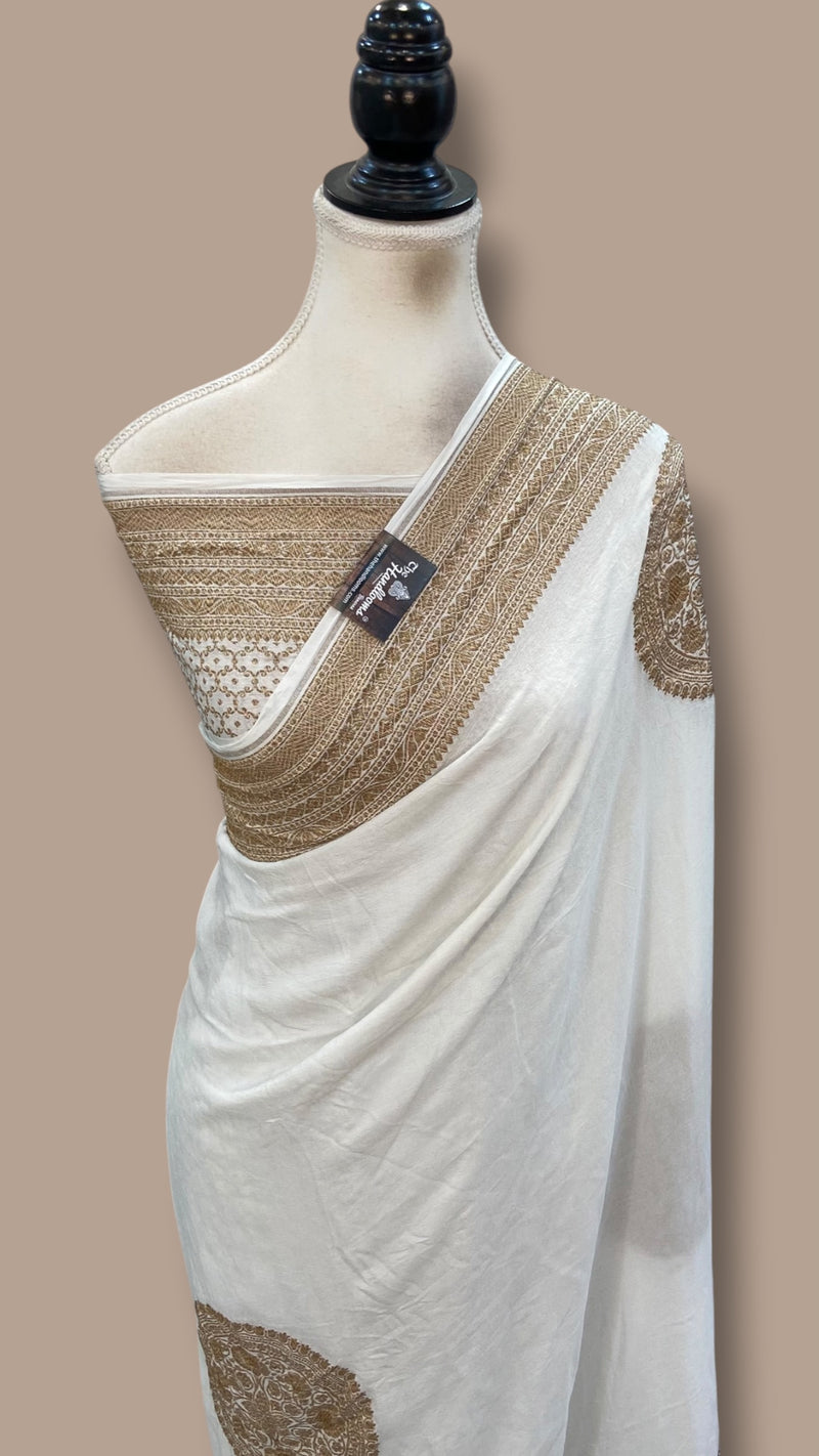 Pure Khaddi Crepe Georgette Handloom Banarasi Saree