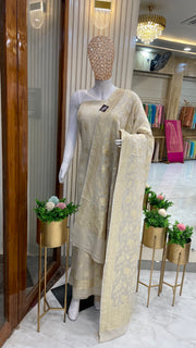Pure Moonga Georgette Banarasi Dress material - The Handlooms