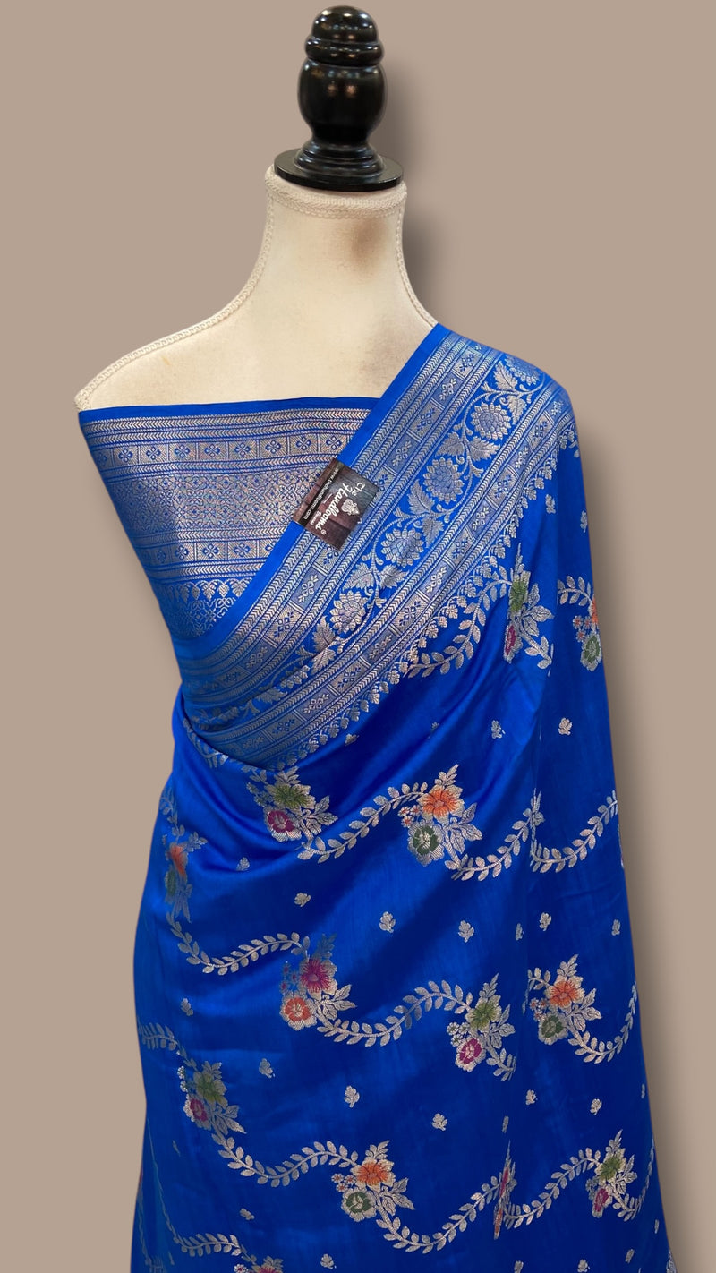 Pure Chiniya Silk Handloom Banarasi Saree With Meenakari