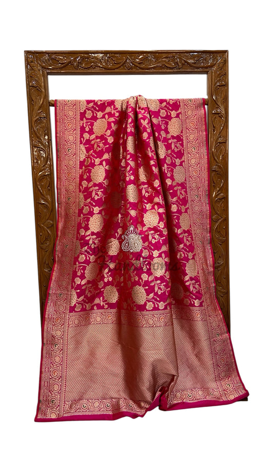 Pure Katan Silk Banarasi Handloom Saree - All Over Jaal Work With Meenakari - The Handlooms