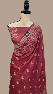 Tussar Silk Handloom Banarasi Saree With Chikankari - The Handlooms
