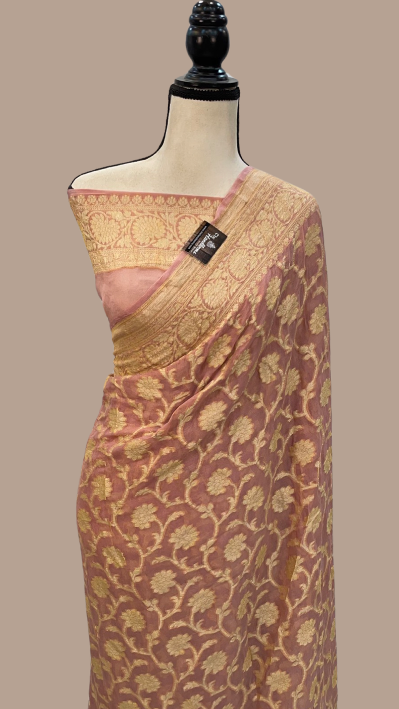 Pure Chiffon Khaddi Banarasi Saree - The Handlooms