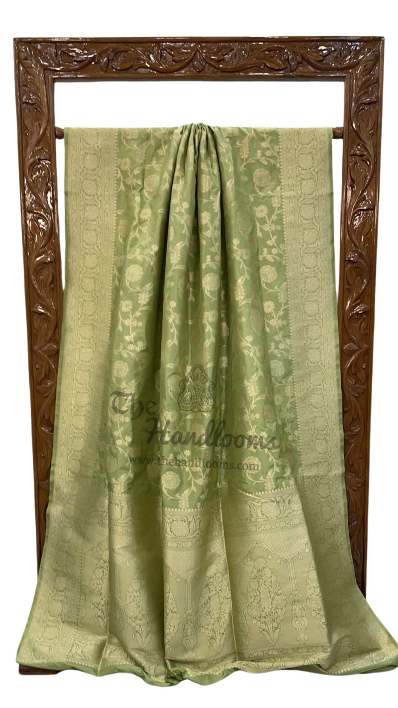 Pure Katan Silk Banarasi Handloom Saree - All Over Jaal Work - The Handlooms