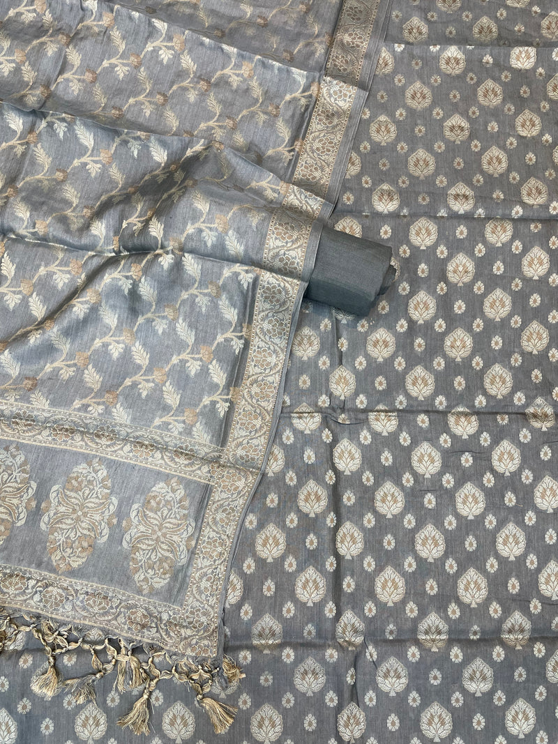 Pure Butter Silk Banarasi Dress material - The Handlooms
