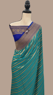Khaddi Georgette Handloom Banarasi Saree -  Antique zari - The Handlooms