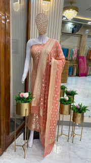 Khaddi Georgette Handlooms Banarasi Dress material - The Handlooms