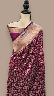 Pure Katan Silk Banarasi Handloom Saree - All over Jaal work with Meenakari - The Handlooms
