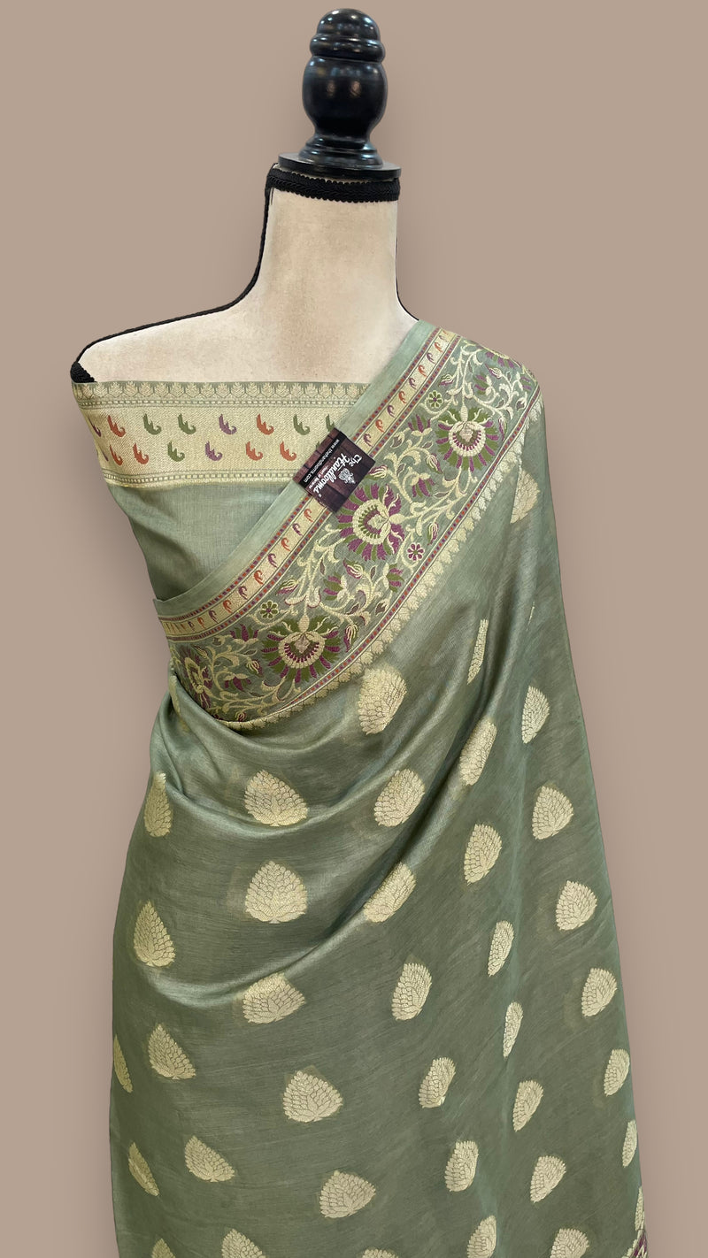 Pure Tussar Silk Handloom Banarasi Saree - The Handlooms