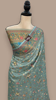 Tussar Silk Handloom Banarasi Saree With Chikankari - The Handlooms