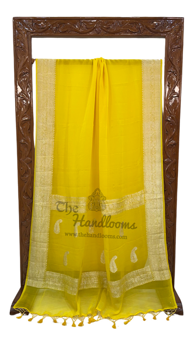 Pure Georgette Banarasi Handloom Saree - Yellow