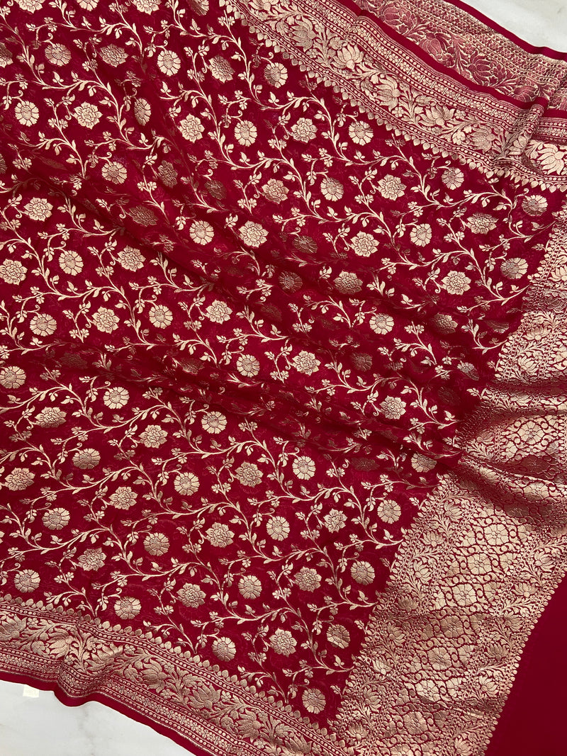 Pure Khaddi Georgette Dupatta - Water Zari