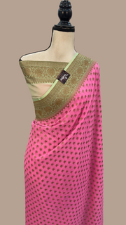 Khaddi Georgette Handloom Banarasi Saree -  Antique zari - The Handlooms