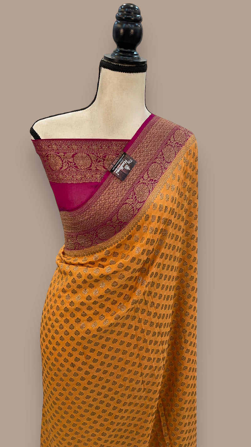 Khadki Georgette Banarasi Saree -  Antique zari - The Handlooms