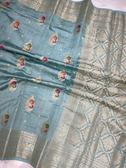 Pure Dupion Silk Banarasi Saree - Gold Zari - The Handlooms