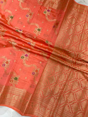 Pure Dupion Silk Banarasi Saree - Gold Zari - The Handlooms