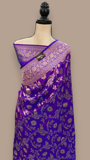 Pure Katan Silk Banarasi Handloom Saree - All over Jaal work with Meenakari - The Handlooms