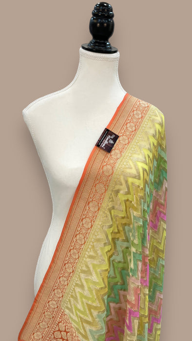 Pure Khaddi Georgette Dupatta - water zari