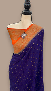 Khaddi Georgette Banarasi Saree -  Antique zari - The Handlooms