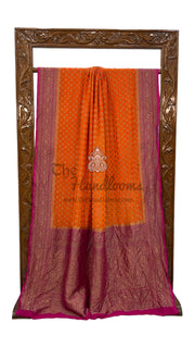Khaddi Georgette Handloom Banarasi Saree -  Antique zari - The Handlooms