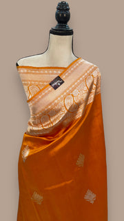 Honey Pure Katan Silk Banarasi Handloom Saree - All over Kadua motifs - The Handlooms