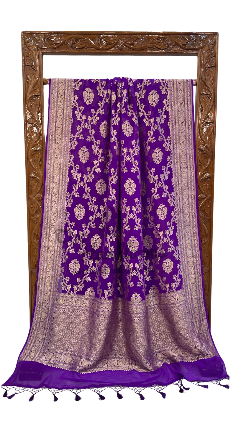 Khaddi Georgette Handloom Banarasi Saree - The Handlooms