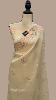 Pure Organza Chikankari Handloom Banarasi Saree - The Handlooms