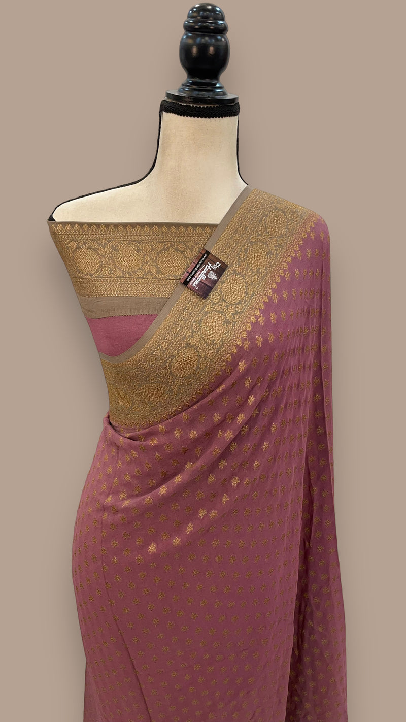 Khaddi Georgette Banarasi Saree -  Antique zari - The Handlooms