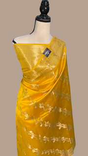 Pure Dupion Silk Banarasi Saree - Gold Zari - The Handlooms
