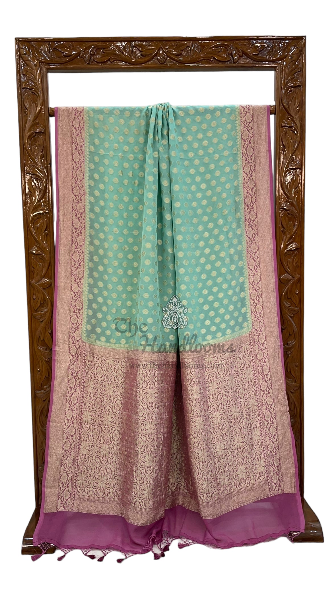 Pure Khaddi Crepe Georgette Handloom Banarasi Saree
