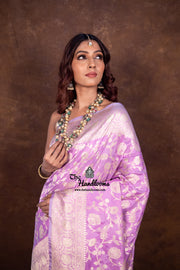 Mauvee Pure Katan Silk Banarasi Handloom Saree - All Over Jaal Work - The Handlooms