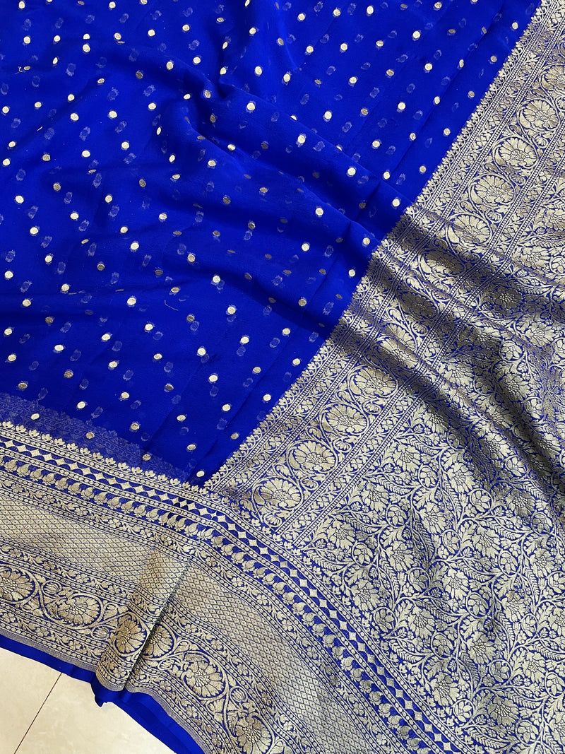 Khaddi Georgette Banarasi Saree - Gold zari - The Handlooms