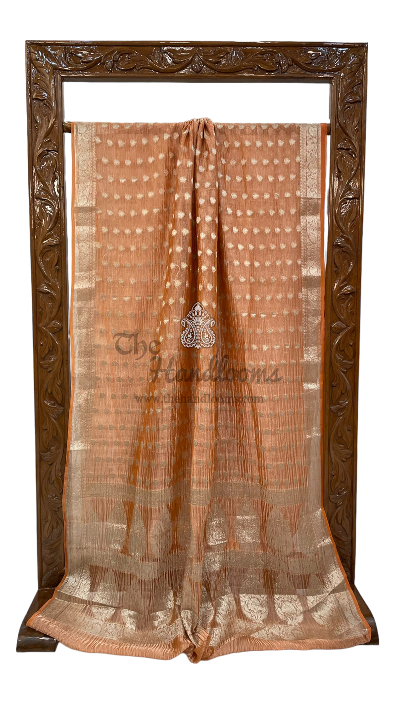 Pure Kora Tissue Crush Handloom Banarasi Saree - The Handlooms