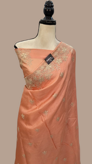 Tussar Silk Handloom Banarasi Saree With Chikankari - The Handlooms
