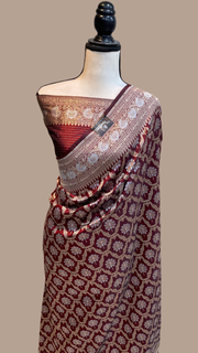 Pure Katan Silk Banarasi Handloom Saree - All over Sona Roopa Jaal work - The Handlooms