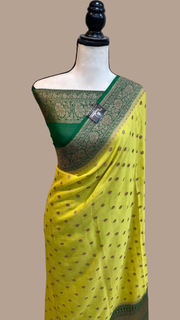 Khaddi Georgette Banarasi Saree -  Antique zari - The Handlooms