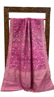 Pure Tussar Silk Handloom Banarasi All Over Sona Roopa Jaal Work Saree - The Handlooms