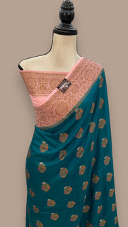 Moonga Georgette Handloom Banarasi Saree - The Handlooms