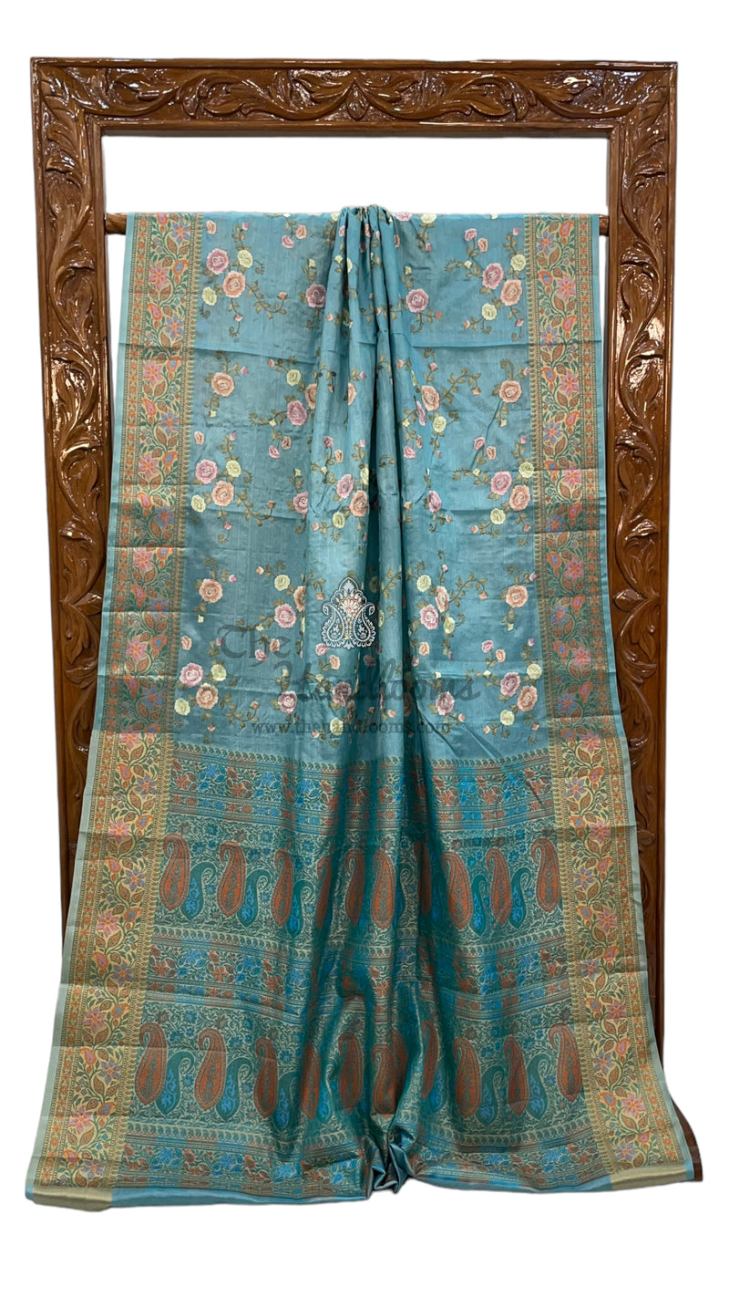 Tussar Silk Handloom Banarasi Saree With Chikankari - The Handlooms