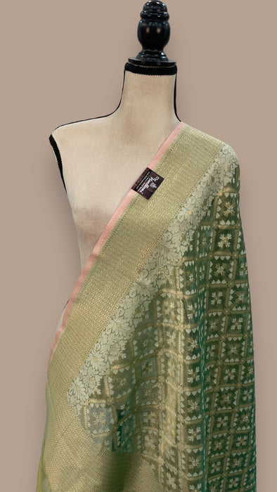 Pure Tissue Reshmi Zari Banarasi Brocade Handloom Dupatta