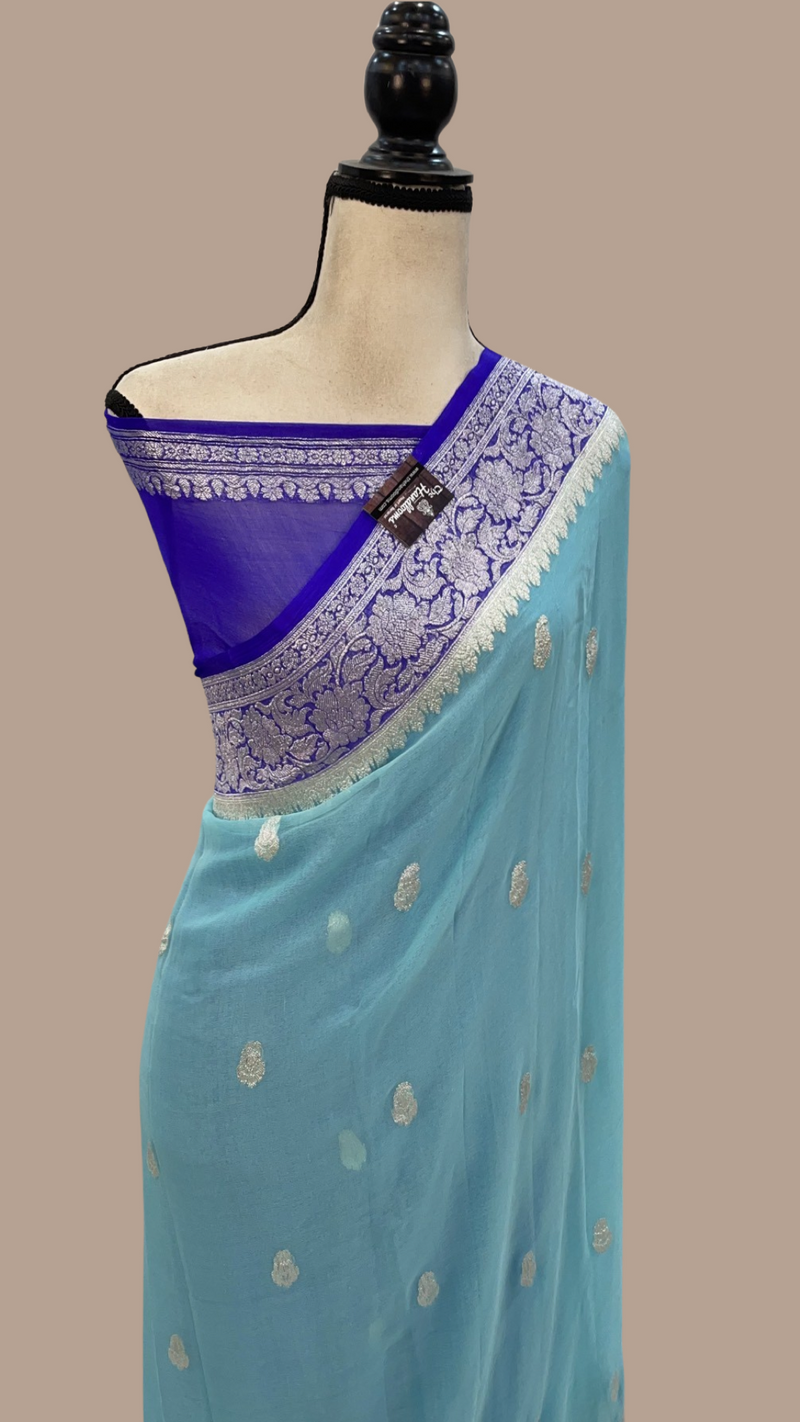 Pure Georgette Banarasi Handloom Saree - The Handlooms