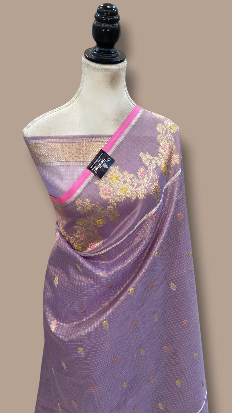 Pure Kora Silk Handloom Banarasi Saree - All Over Kadua Motifs