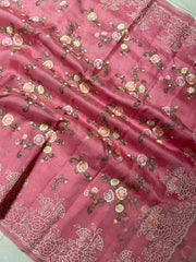 Pure Organza Chikankari Handloom Banarasi Saree - The Handlooms