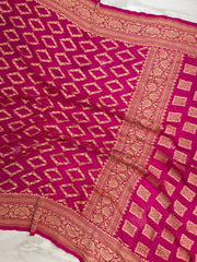 Pure Georgette Banarasi Bandhej Handloom Saree - The Handlooms
