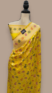 Pure Katan Silk Banarasi Handloom Saree - All over Jaal work with Meenakari - The Handlooms
