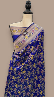 Pure Katan Silk Banarasi Handloom Saree - All over Jaal work with Meenakari - The Handlooms
