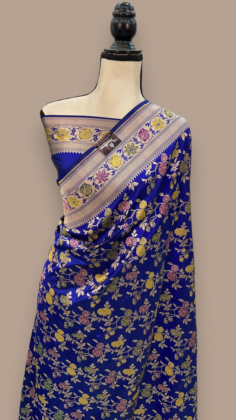Pure Katan Silk Banarasi Handloom Saree - All over Jaal work with Meenakari - The Handlooms