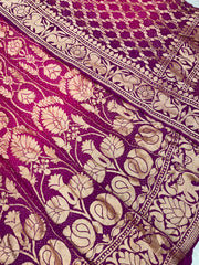 Pure Khaddi Georgette Bandhani Handloom Banarasi Lehenga - The Handlooms