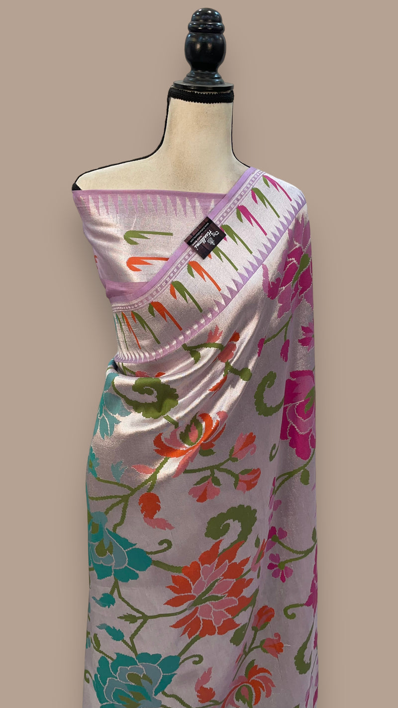 Pure Tussar Georgette Brocade Handloom Banarasi Saree - The Handlooms