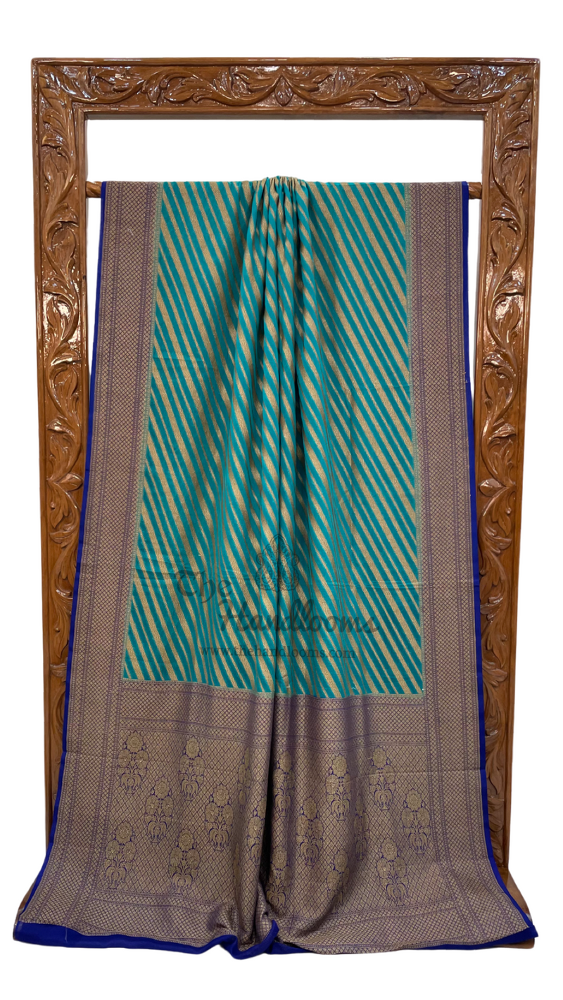 Khaddi Georgette Handloom Banarasi Saree -  Antique zari - The Handlooms
