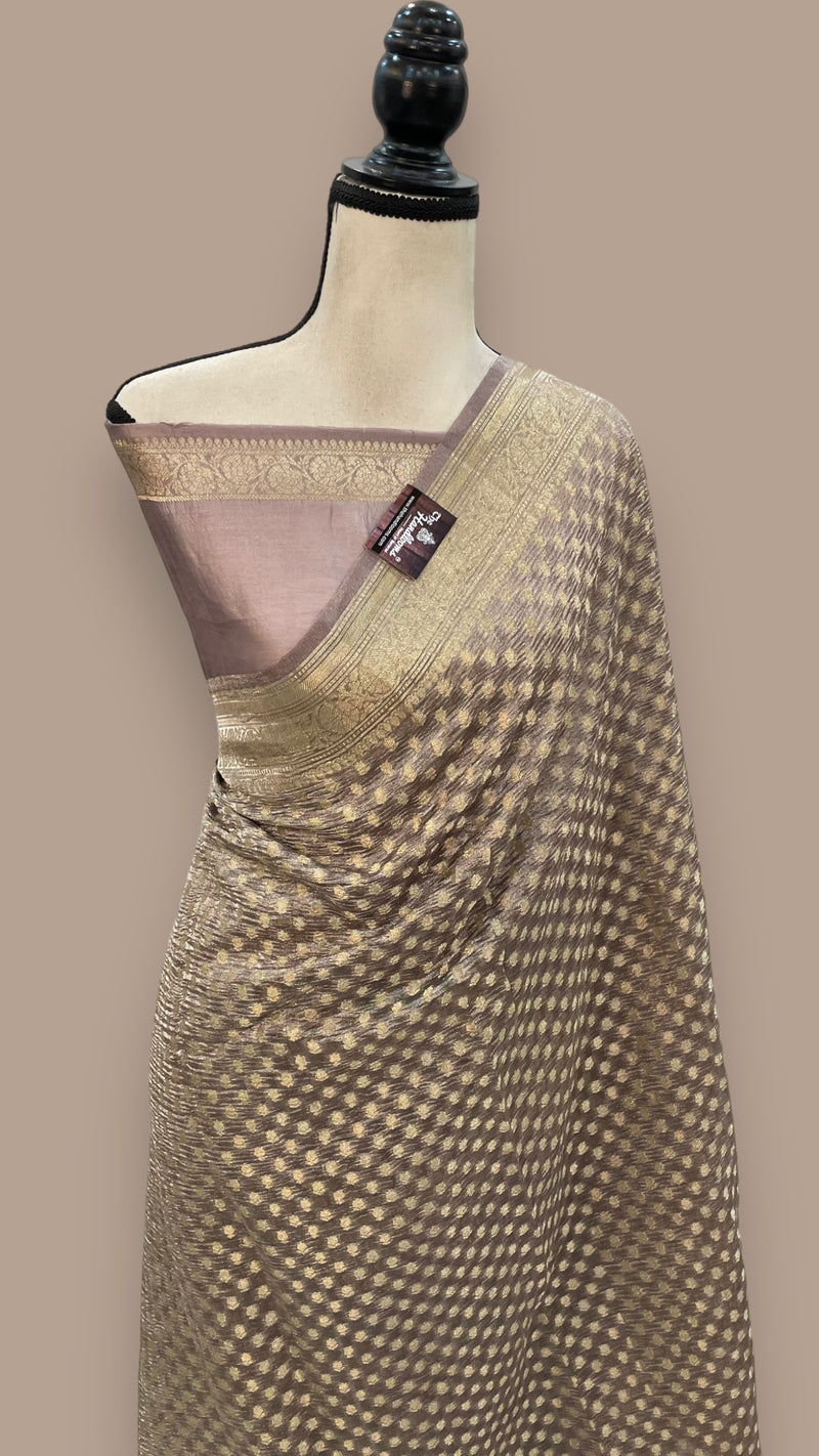 Pure Kora Tissue Crush Handloom Banarasi Saree - The Handlooms